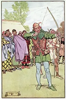Hero Prints: Color Wash Drawing Robin Hood Takes Aim
