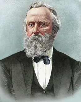 Color Woodcut Of Pres Rutherford Hayes