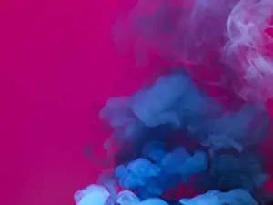 Prints of Blue smoke that rises up and mixed into beautiful abstractions on a pink background Stone Prints: Colored smoke