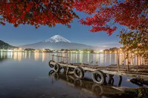 Colorful Autumn Season and Mountain Fuji with leaves at lake Kawaguchiko is one of