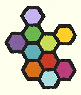 1940 1980 Retro Styled Image Prints: Colorful Honeycomb