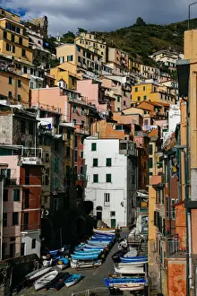 Riomaggiore Prints: Colorful houses of Riomaggiore in Cinque Terre National Park, Liguria, Italy