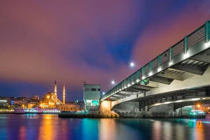 Development Collection: Colorful night light at Galata Bridge