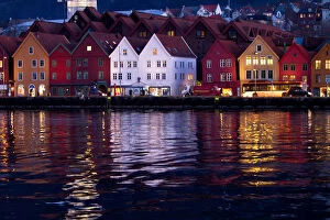 colorful reflection of Bryggen Bergen
