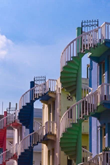 The colorful spiral staircases in Singapore