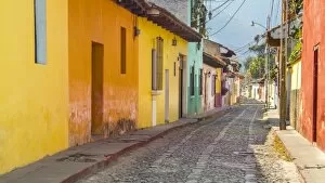 Antigua Western Guatemala Gallery: Colorful street in old colonial city of Antigua, Guatemala