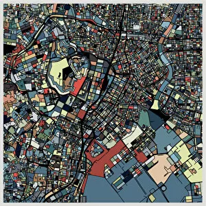 Images Dated 11th July 2018: colorful Tokyo art map background