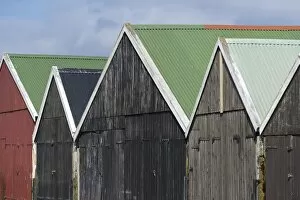 Images Dated 10th June 2013: Coloured boathouses, Suouroy, Faroe Islands, Denmark