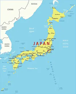 Coloured Map of Japan