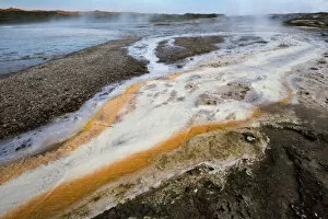 Coloured minerals, Hveravellir high temperature or geothermal region, Highlands, Iceland, Europe