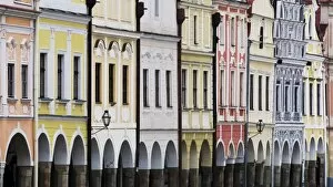 Colourful facades in the centre of Telc in South Bohemia, Czech Republic, Central Europe