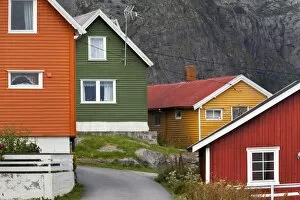 Colourful houses in Henningsvaer, Vagan, Austvagoy, Lofoten, Nordland, Norway