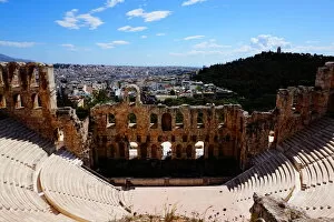 Images Dated 10th April 2016: Colourful Overview on the Odeon, Herodes Atticus, Athens, Greece