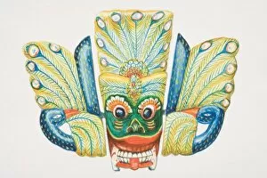 Images Dated 23rd August 2006: Colourful peacock-themed tribal mask