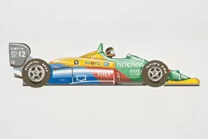 Driver Gallery: Colourful racing car with driver in the seat, side view