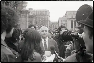 Columbia University President Talks to Press