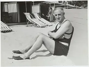 Columbia University Professor Raymond Moley Relaxing on the Beach