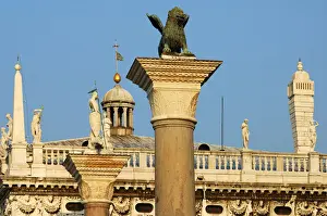 Ages Prints: Column of the lion of Saint Mark, San Marco square, Venice, Italy