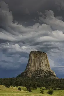 Thunderstorm Prints: Columnar basalt formation and approaching thunderstorm