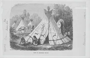 Prints of Engraving of a camp of Comanche Indians, a Native American tribe of Texas Plains Indians, circa 1840-1875. By Jules Duvaux. (Photo by (F. Lewis/Archive Photos/Getty Images) Urban Echoes of America’s Golden Age: Comanche IndianTribe