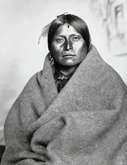 Solemnity Prints: Comanche Man Wearing a Blanket Shawl