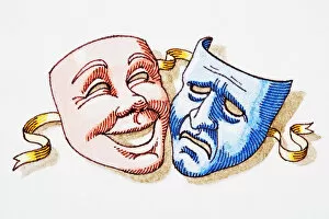 Two Objects Collection: Comedy and tragedy, theater masks