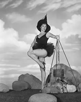 Halloween Prints: A Comely Witch Attending Her Cauldron