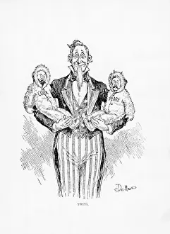 1910s Style Prints: Comic Of Uncle Sam Holding Cook & Peary