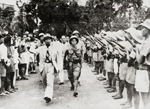 Commander In Chief Vo Nguyen Giap Reviewing Peoples Army