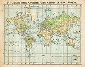 Globe Navigational Equipment Gallery: Commercial chart of the world map 1875