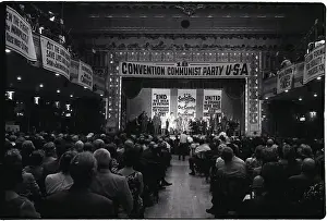 Political Party Prints: Communist Convention in Hall with Placards