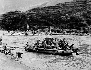 Tibet Prints: Communist Troops Coming to Tibet Shore in Raft