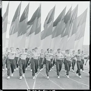 Leipzig Prints: Communist Youths Carrying Banners