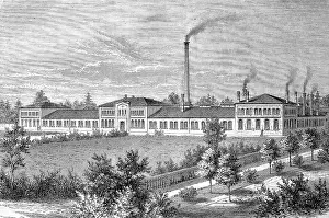 Coaches Prints: Company building 1880, Dick and Kirschten was an important manufacturer of carriages and wagons in Offenbach am Main
