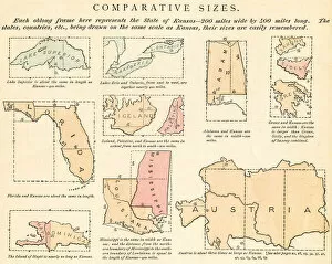 Images Dated 6th March 2017: Comparative sizes map 1875