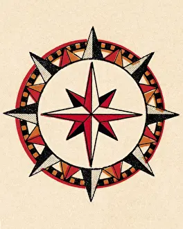 Illustration And Pain Prints: Compass