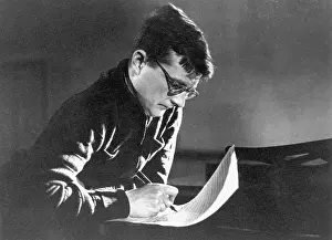 Sheet Music Prints: Composer Dmitri Shostakovich Writing