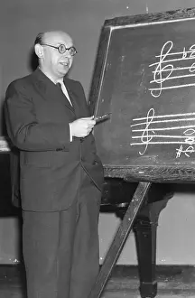 Chalk Prints: Composer Hanns Eisler Next to Blackboard