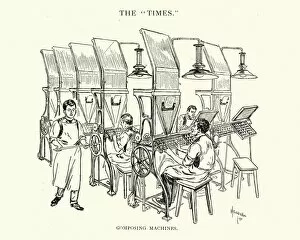 Images Dated 24th January 2017: Composing machines at the Times Newspaper, 1892