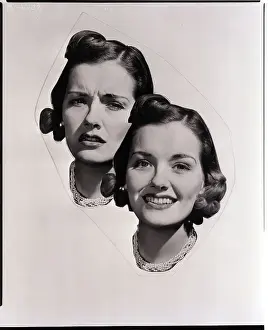 Opposites Prints: Composite Image Of Woman's Head