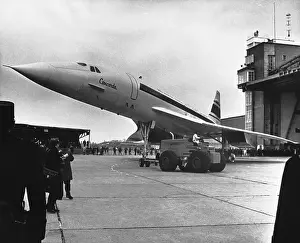 Toulouse Prints: Concorde Airplane Being Towed from Aircraft Hangar