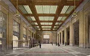 4 3 18 Donalsdon Prints: Concourse of Michigan Central Station Postcard by Valentine Souvenir