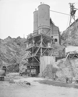 Prints of (Original Caption) A Timeless Collection of Hoover Dam Photography: Concrete Mixing Plant