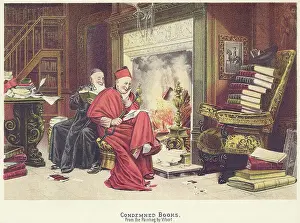 Oppression Prints: Condemned Books after a painting by Jehan Georges Vibert