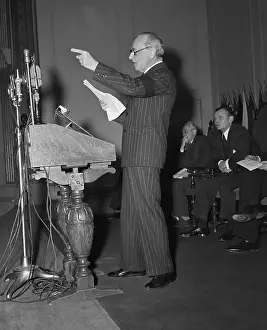 Publisher Prints: Conductor Koussevitsky Making Speech