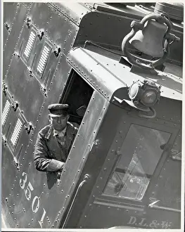 Electric Prints: Conductor Leaning out of Train Window