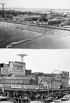 Resort Prints: Coney Island Beach and Nathan's Hot Dog Stand
