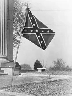 Confederate Flag Flying in Lawn at Courthouse