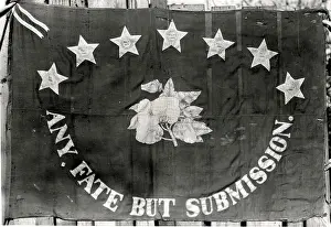 Confederate Armed Forces Prints: Confederate Regimental Flag Reading Any Fate But Submission