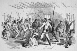 Attribute Prints: Confederate Soldiers Threaten Churchgoers, TN, 1860s